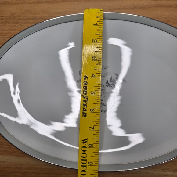 Vintage Noritake China Lucille Oval 14" Serving Platter Floral‎ Silver Trim 5813 - Picture 9 of 9